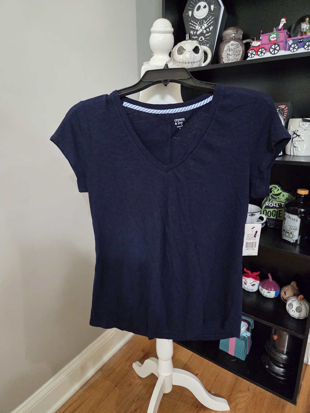 crown & ivy Navy V-Neck Short Sleeve Tee